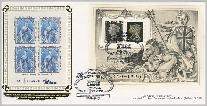 1990 GB - BLCS53 - 1d Black Anniv MS Special Handstamp (Benham)